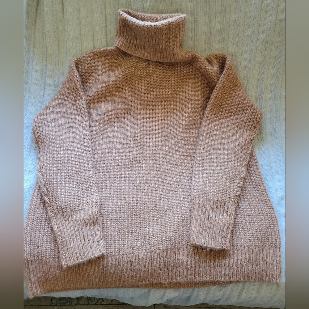 J. Crew Relaxed Fit Turtleneck Sweater in Tan, XS
